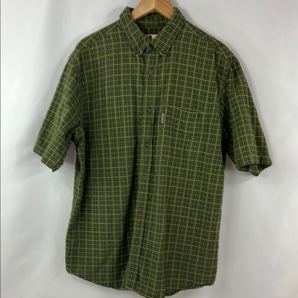 Woolrich Classic Green & Yellow Plaid Button Down 100% Cotton‎ Shirt Size L - Picture 1 of 8